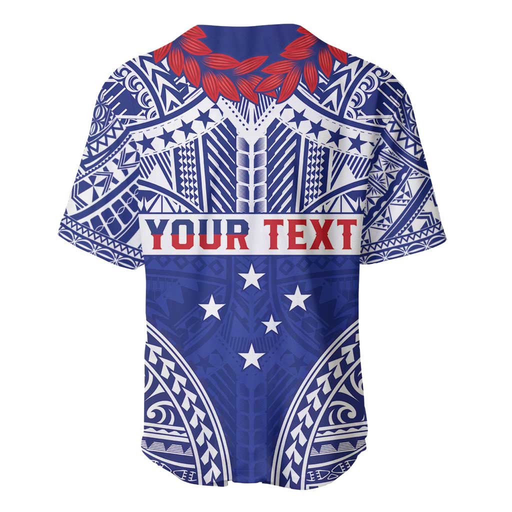 Personalised Toa Samoa Rugby Spirit Baseball Jersey Blue Samoan Tribal Pattern - Polynesian Pride