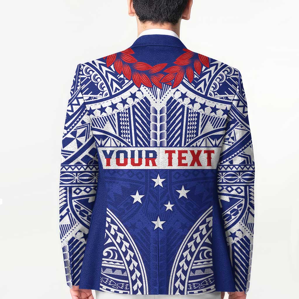Personalised Toa Samoa Rugby Spirit Blazer Blue Samoan Tribal Pattern - Polynesian Pride