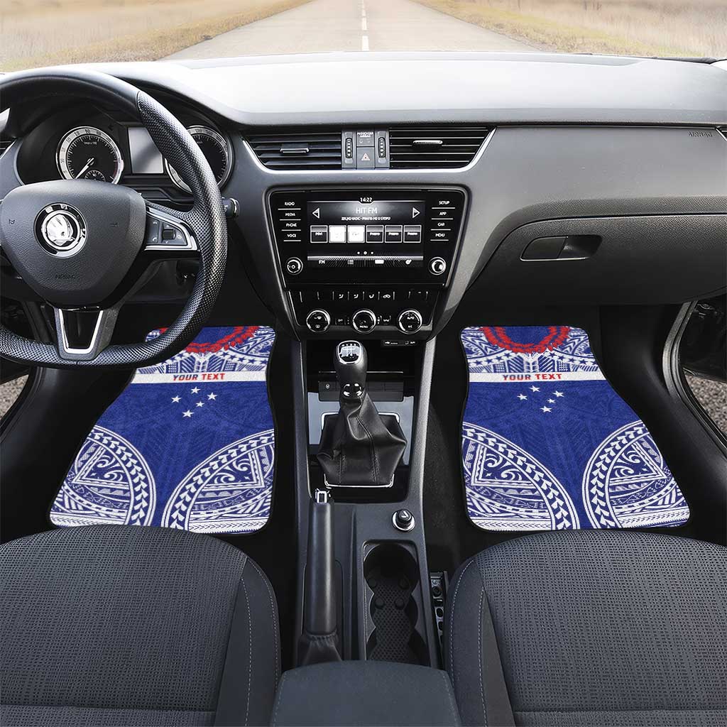 Personalised Toa Samoa Rugby Spirit Car Mats Blue Samoan Tribal Pattern - Polynesian Pride