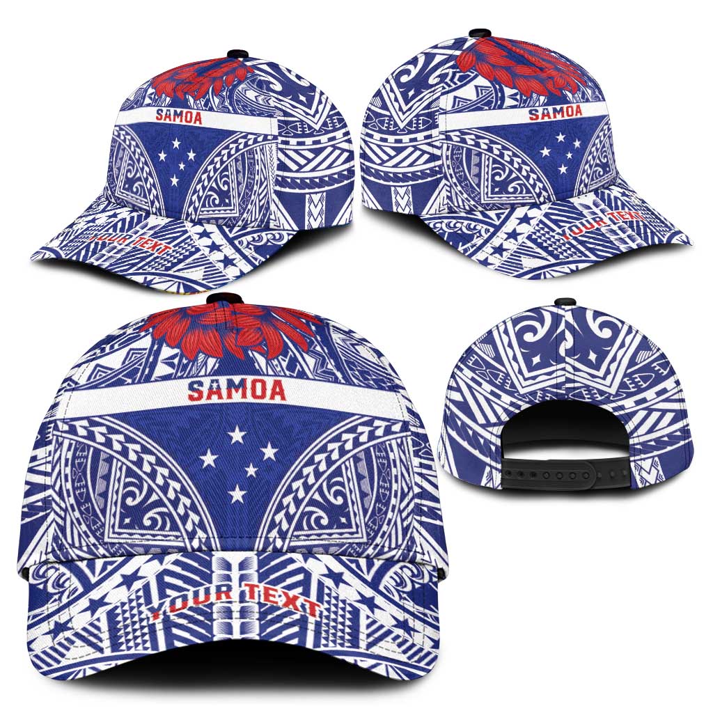 Personalised Toa Samoa Rugby Spirit Classic Cap Blue Samoan Tribal Pattern - Polynesian Pride