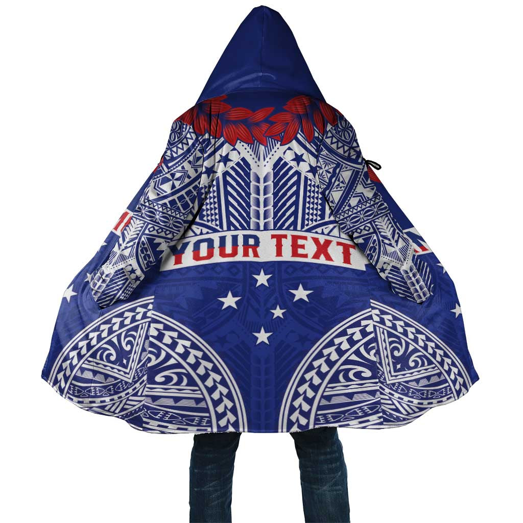 Personalised Toa Samoa Rugby Spirit Cloak Blue Samoan Tribal Pattern - Polynesian Pride