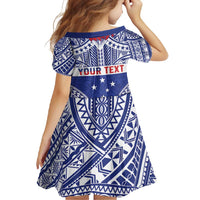 Personalised Toa Samoa Rugby Spirit Family Matching Long Sleeve Bodycon Dress and Hawaiian Shirt Blue Samoan Tribal Pattern - Polynesian Pride
