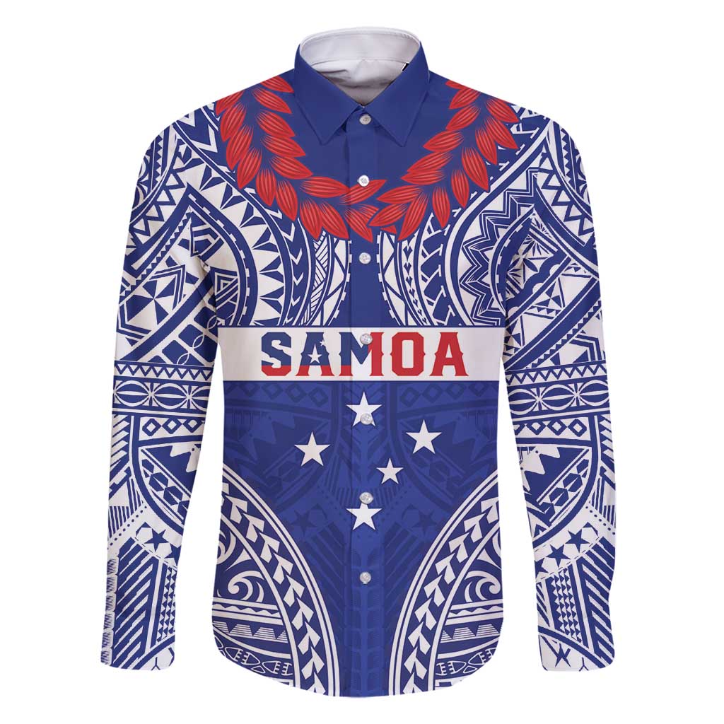 Personalised Toa Samoa Rugby Spirit Family Matching Off Shoulder Short Dress and Hawaiian Shirt Blue Samoan Tribal Pattern - Polynesian Pride