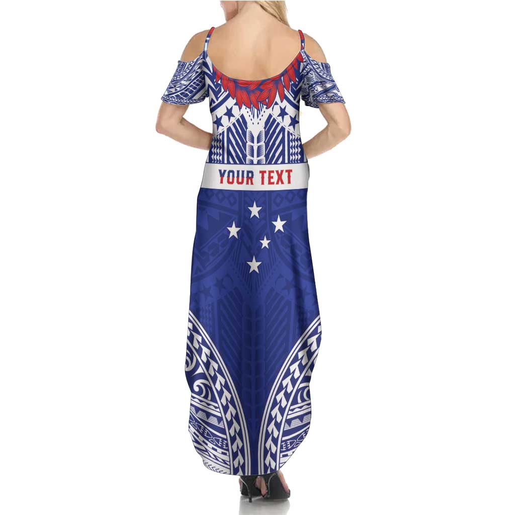 Personalised Toa Samoa Rugby Spirit Family Matching Summer Maxi Dress and Hawaiian Shirt Blue Samoan Tribal Pattern - Polynesian Pride