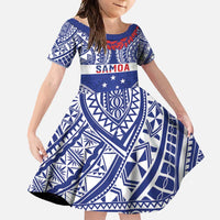 Personalised Toa Samoa Rugby Spirit Family Matching Tank Maxi Dress and Hawaiian Shirt Blue Samoan Tribal Pattern - Polynesian Pride