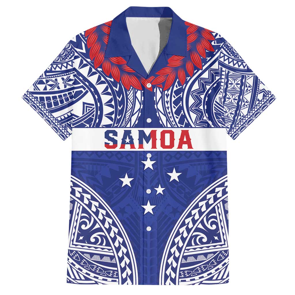 Personalised Toa Samoa Rugby Spirit Hawaiian Shirt Blue Samoan Tribal Pattern - Polynesian Pride