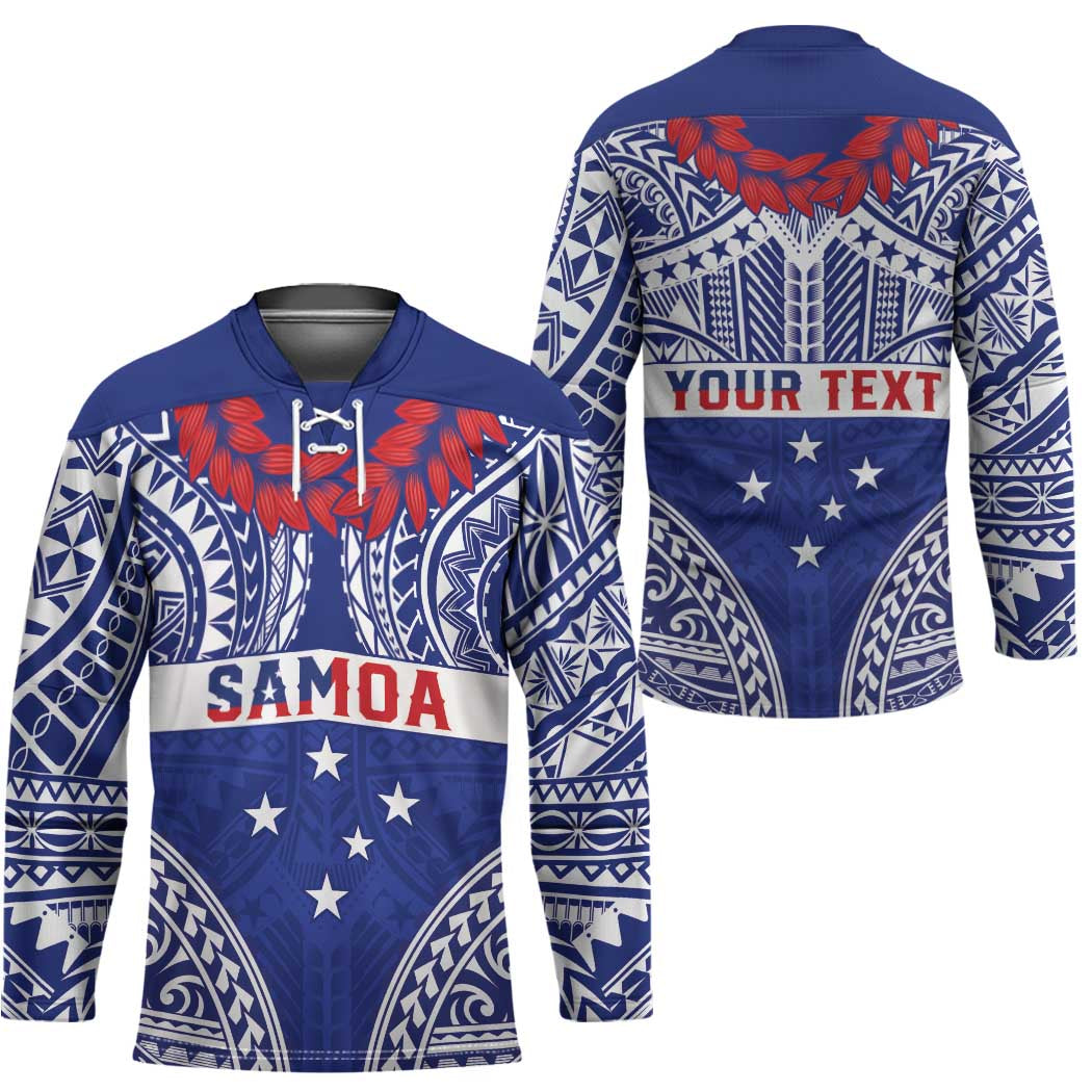 Personalised Toa Samoa Rugby Spirit Hockey Jersey Blue Samoan Tribal Pattern - Polynesian Pride