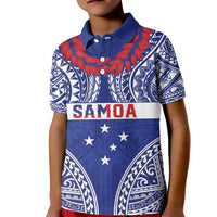 Personalised Toa Samoa Rugby Spirit Kid Polo Shirt Blue Samoan Tribal Pattern - Polynesian Pride