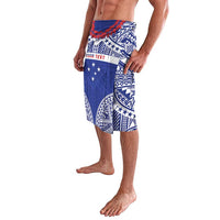 Personalised Toa Samoa Rugby Spirit Lavalava Blue Samoan Tribal Pattern - Polynesian Pride