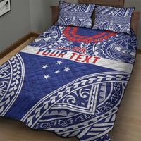 Personalised Toa Samoa Rugby Spirit Quilt Bed Set Blue Samoan Tribal Pattern - Polynesian Pride