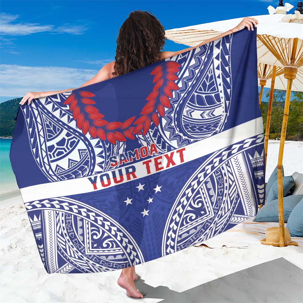 Personalised Toa Samoa Rugby Spirit Sarong Blue Samoan Tribal Pattern - Polynesian Pride