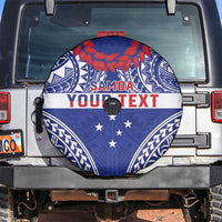 Personalised Toa Samoa Rugby Spirit Spare Tire Cover Blue Samoan Tribal Pattern - Polynesian Pride