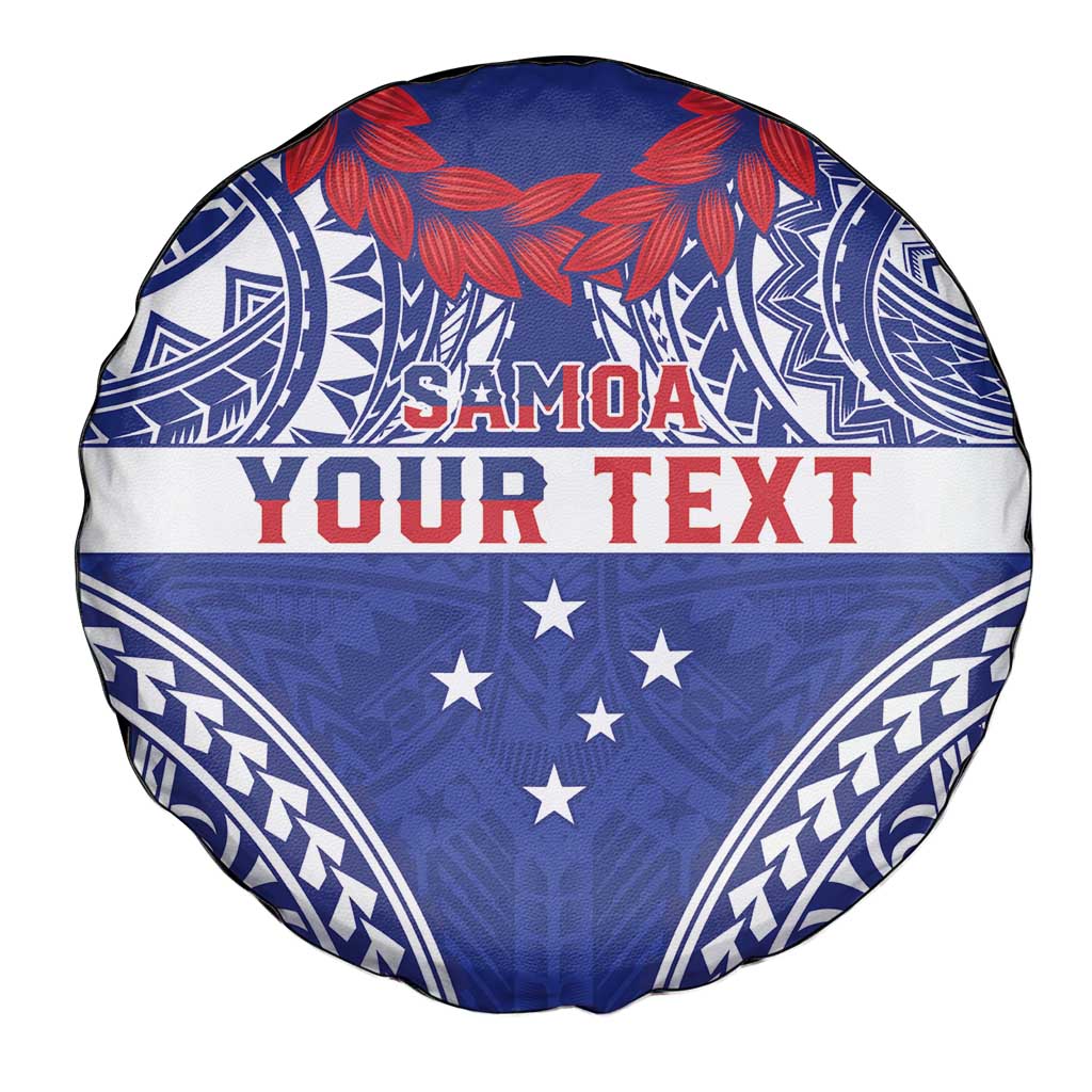 Personalised Toa Samoa Rugby Spirit Spare Tire Cover Blue Samoan Tribal Pattern - Polynesian Pride