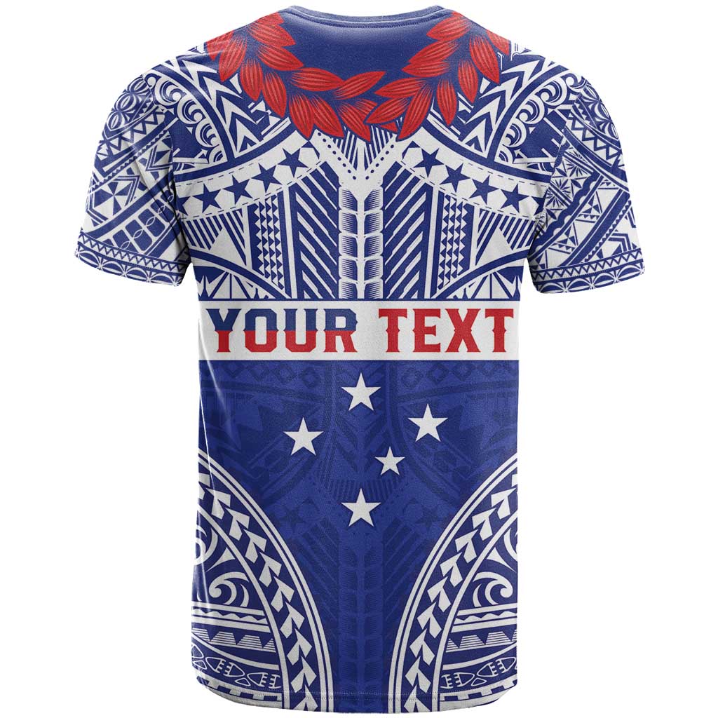 Personalised Toa Samoa Rugby Spirit T Shirt Blue Samoan Tribal Pattern - Polynesian Pride