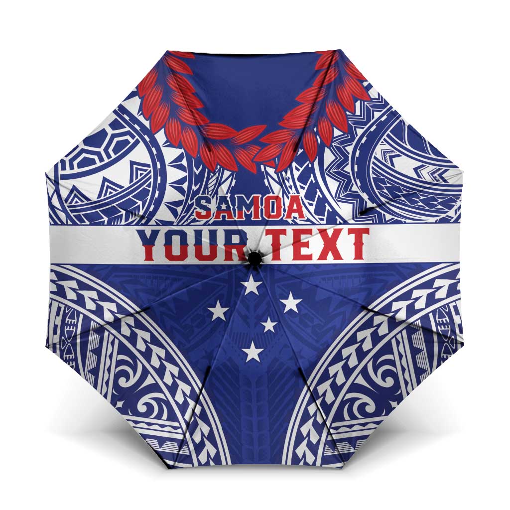Personalised Toa Samoa Rugby Spirit Umbrella Blue Samoan Tribal Pattern - Polynesian Pride