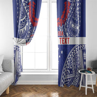 Personalised Toa Samoa Rugby Spirit Window Curtain Blue Samoan Tribal Pattern - Polynesian Pride