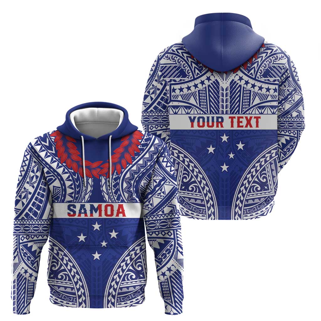 Personalised Toa Samoa Rugby Spirit Zip Hoodie Blue Samoan Tribal Pattern LT9 - Polynesian Pride