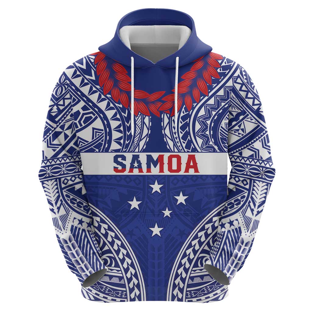 Personalised Toa Samoa Rugby Spirit Zip Hoodie Blue Samoan Tribal Pattern LT9 - Polynesian Pride