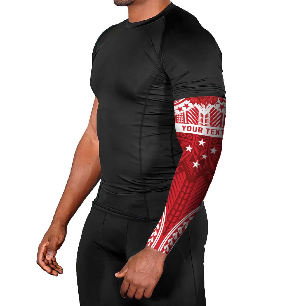 Personalised Toa Samoa Rugby Spirit Arm Sleeves Red Samoan Tribal Pattern - Polynesian Pride