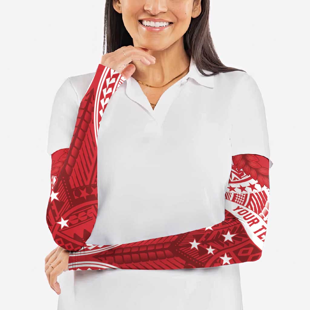 Personalised Toa Samoa Rugby Spirit Arm Sleeves Red Samoan Tribal Pattern - Polynesian Pride