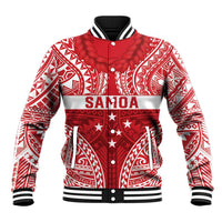 Personalised Toa Samoa Rugby Spirit Baseball Jacket Red Samoan Tribal Pattern - Polynesian Pride