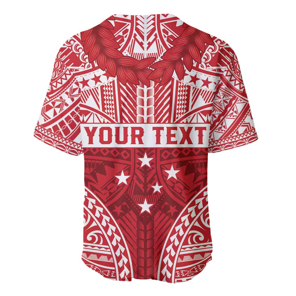 Personalised Toa Samoa Rugby Spirit Baseball Jersey Red Samoan Tribal Pattern - Polynesian Pride