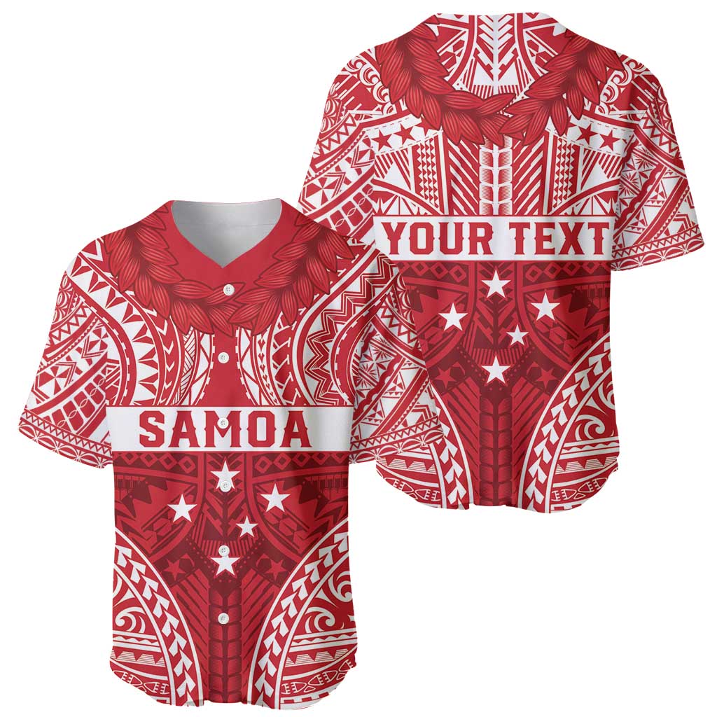 Personalised Toa Samoa Rugby Spirit Baseball Jersey Red Samoan Tribal Pattern - Polynesian Pride