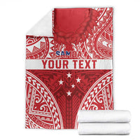 Personalised Toa Samoa Rugby Spirit Blanket Red Samoan Tribal Pattern - Polynesian Pride