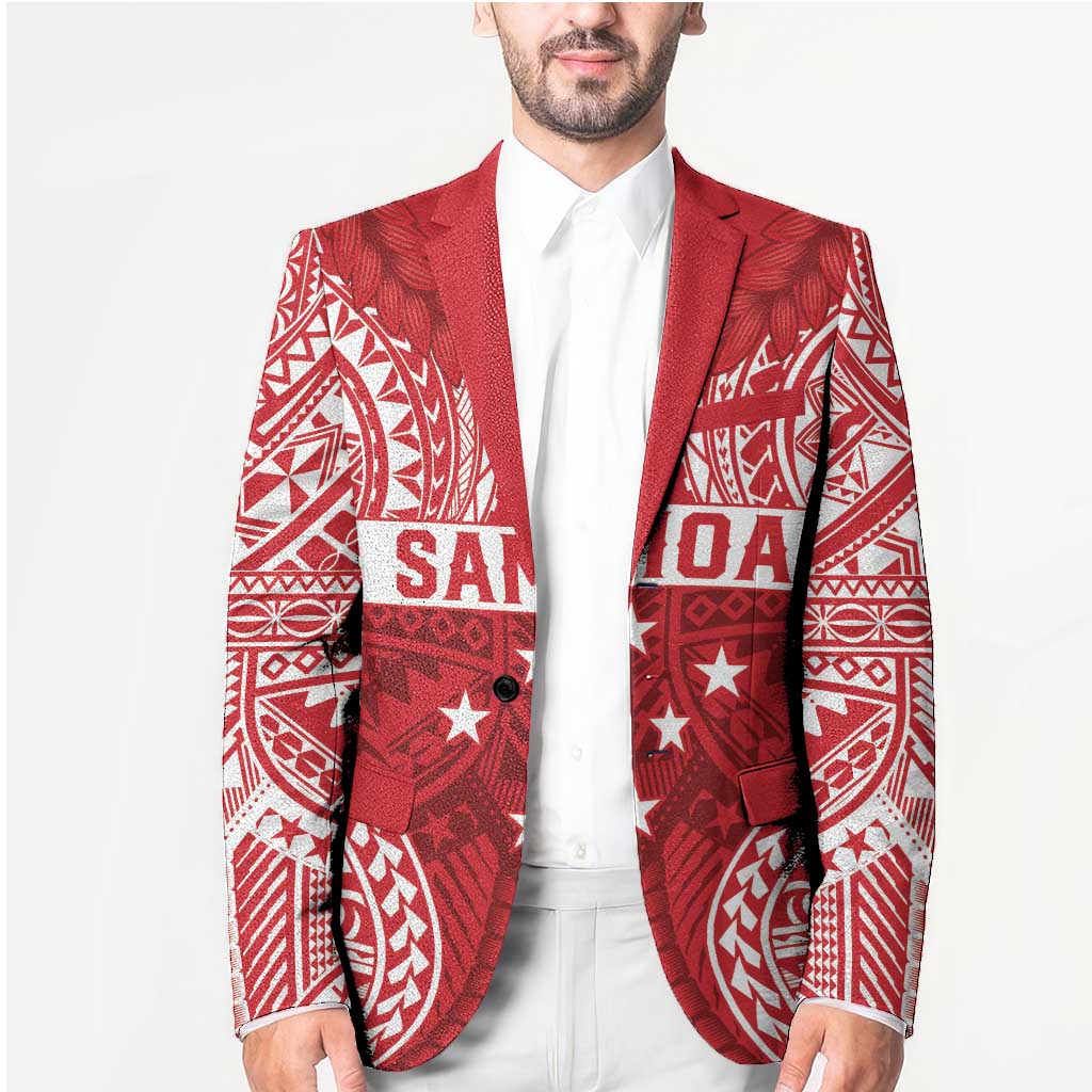 Personalised Toa Samoa Rugby Spirit Blazer Red Samoan Tribal Pattern - Polynesian Pride
