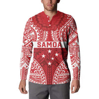 Personalised Toa Samoa Rugby Spirit Button Sweatshirt Red Samoan Tribal Pattern - Polynesian Pride