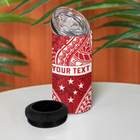 Personalised Toa Samoa Rugby Spirit 4 in 1 Can Cooler Tumbler Red Samoan Tribal Pattern - Polynesian Pride