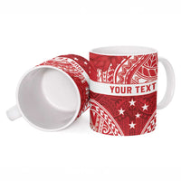 Personalised Toa Samoa Rugby Spirit Ceramic Mug Red Samoan Tribal Pattern - Polynesian Pride