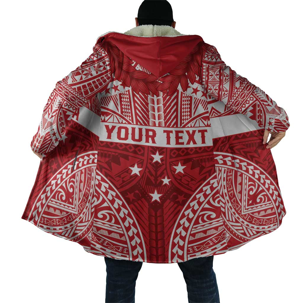 Personalised Toa Samoa Rugby Spirit Cloak Red Samoan Tribal Pattern - Polynesian Pride