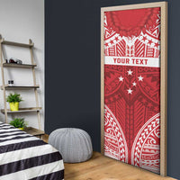 Personalised Toa Samoa Rugby Spirit Door Cover Red Samoan Tribal Pattern - Polynesian Pride