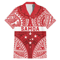 Personalised Toa Samoa Rugby Spirit Family Matching Mermaid Dress and Hawaiian Shirt Red Samoan Tribal Pattern - Polynesian Pride