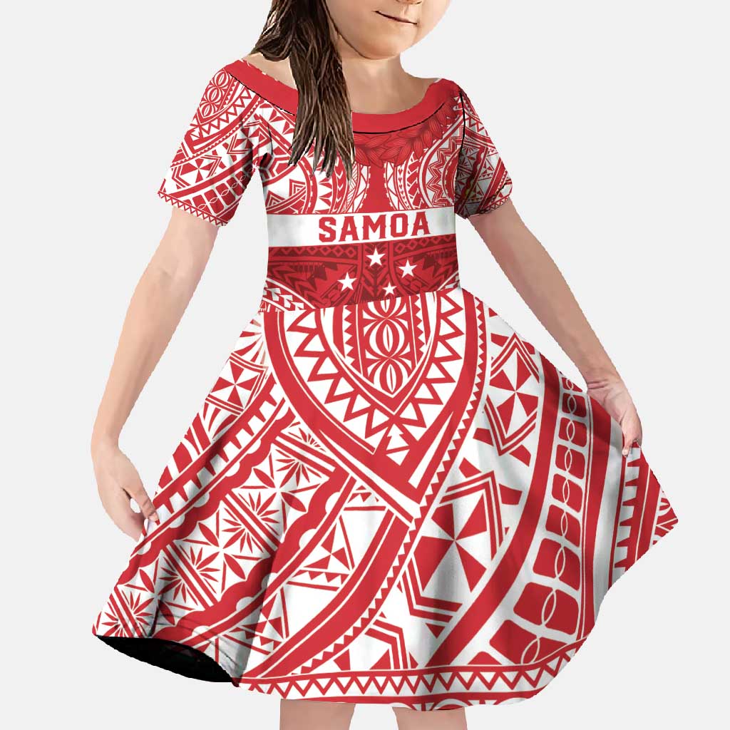 Personalised Toa Samoa Rugby Spirit Family Matching Summer Maxi Dress and Hawaiian Shirt Red Samoan Tribal Pattern - Polynesian Pride