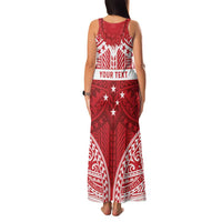 Personalised Toa Samoa Rugby Spirit Family Matching Tank Maxi Dress and Hawaiian Shirt Red Samoan Tribal Pattern - Polynesian Pride