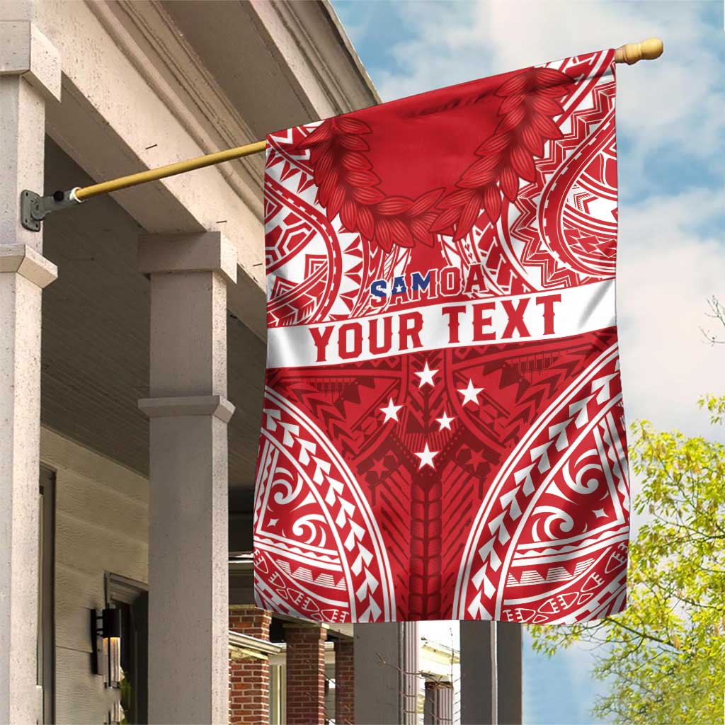 Personalised Toa Samoa Rugby Spirit Garden Flag Red Samoan Tribal Pattern - Polynesian Pride