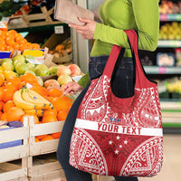 Personalised Toa Samoa Rugby Spirit Grocery Bag Red Samoan Tribal Pattern - Polynesian Pride