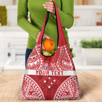 Personalised Toa Samoa Rugby Spirit Grocery Bag Red Samoan Tribal Pattern - Polynesian Pride