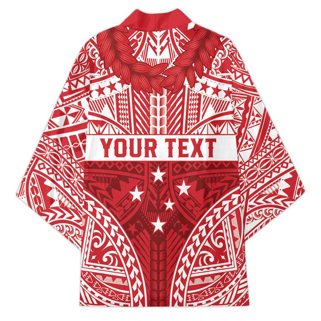 Personalised Toa Samoa Rugby Spirit Kimono Red Samoan Tribal Pattern - Polynesian Pride