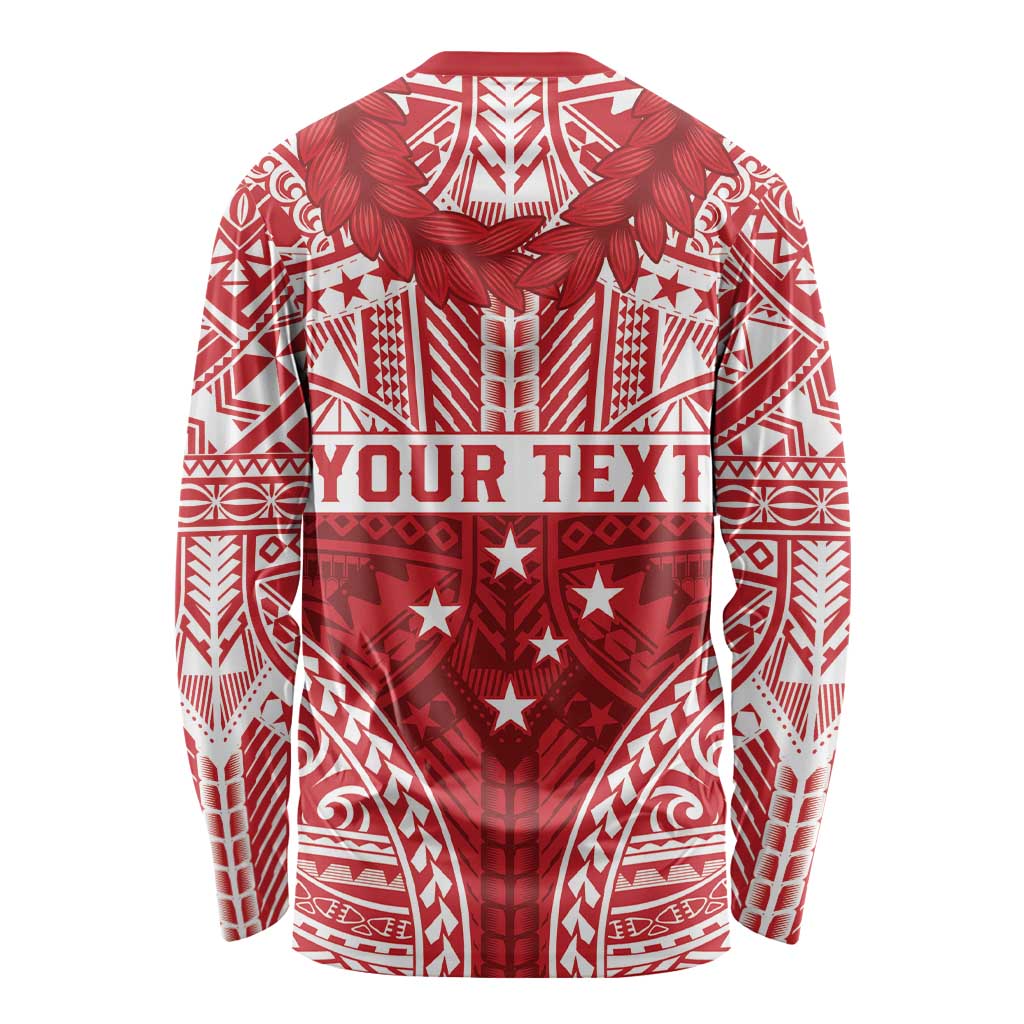 Personalised Toa Samoa Rugby Spirit Long Sleeve Shirt Red Samoan Tribal Pattern - Polynesian Pride