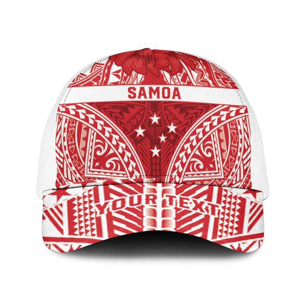 Personalised Toa Samoa Rugby Spirit Mesh Trucker Cap Red Samoan Tribal Pattern - Polynesian Pride