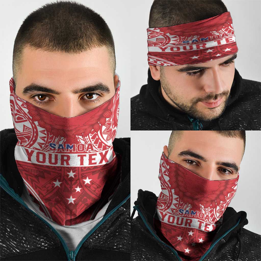 Personalised Toa Samoa Rugby Spirit Neck Gaiter Red Samoan Tribal Pattern - Polynesian Pride