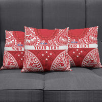 Personalised Toa Samoa Rugby Spirit Pillow Cover Red Samoan Tribal Pattern - Polynesian Pride