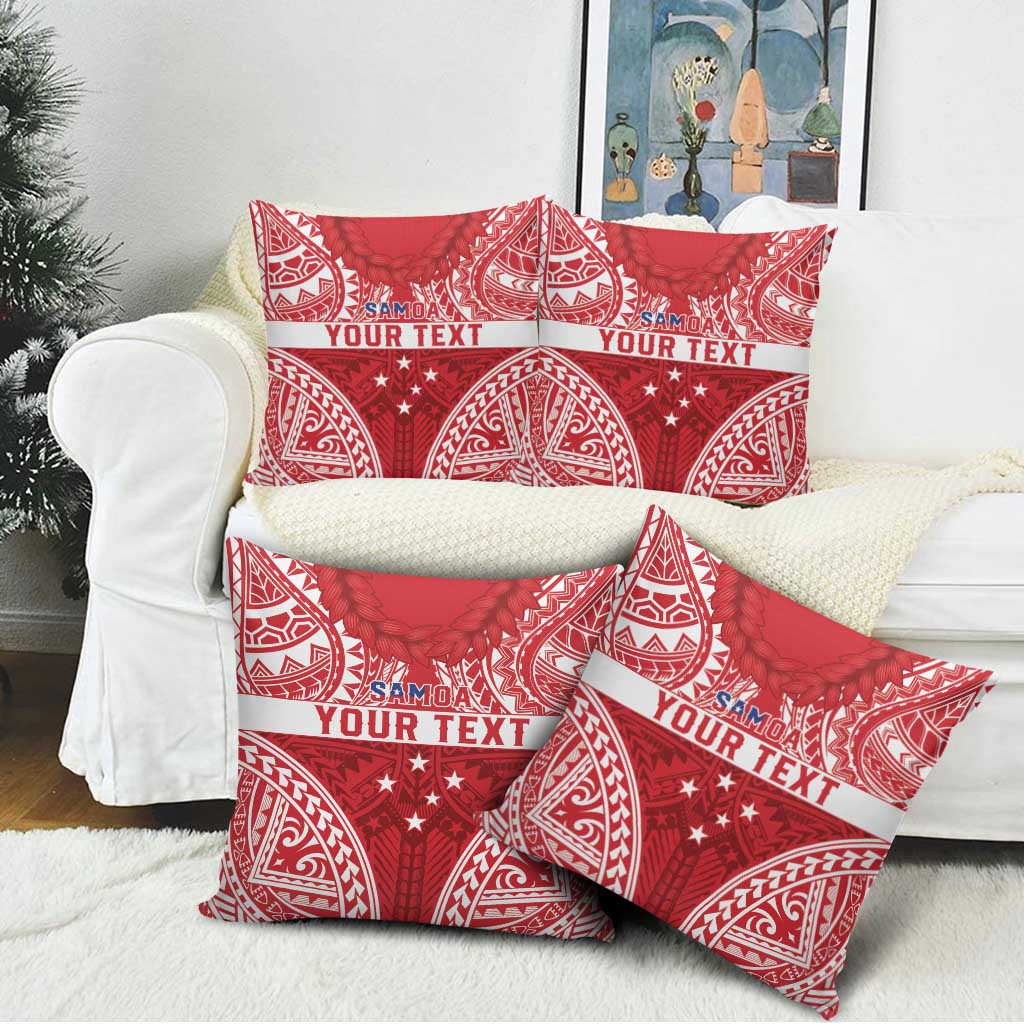 Personalised Toa Samoa Rugby Spirit Pillow Cover Red Samoan Tribal Pattern - Polynesian Pride