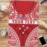 Personalised Toa Samoa Rugby Spirit Puzzle Red Samoan Tribal Pattern - Polynesian Pride
