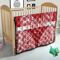 Personalised Toa Samoa Rugby Spirit Quilt Red Samoan Tribal Pattern - Polynesian Pride