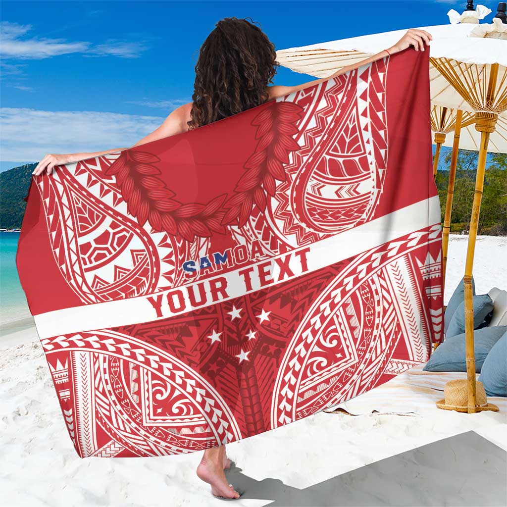 Personalised Toa Samoa Rugby Spirit Sarong Red Samoan Tribal Pattern - Polynesian Pride