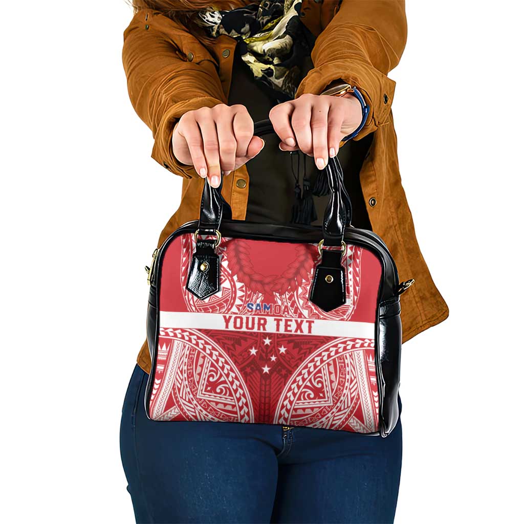 Personalised Toa Samoa Rugby Spirit Shoulder Handbag Red Samoan Tribal Pattern - Polynesian Pride